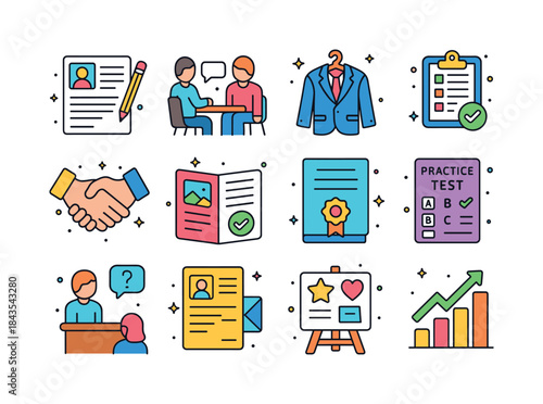 Job Readiness Icons. Job readiness. Colorful isometric vector ic