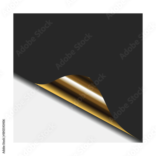 Black sheet peeling back to reveal gold foil surface with light reflection