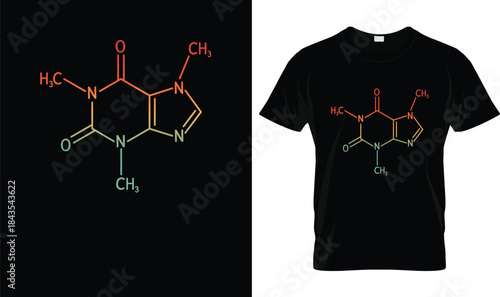 Caffeine Molecule Coffee Lover T‑Shirt – Science Chemistry Geek Tee