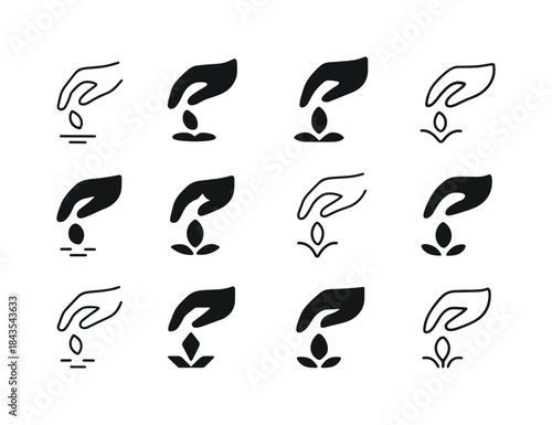 Sowing Logo Variations. Sowing. Icon set. Set Logo of sowing: Se