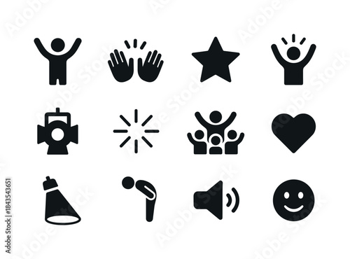 Standing Ovation Icons. Standing ovation. Solid icon set of stan