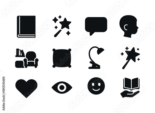 Storytime Icon Set. Storytime elements. Solid icon set of Storyt