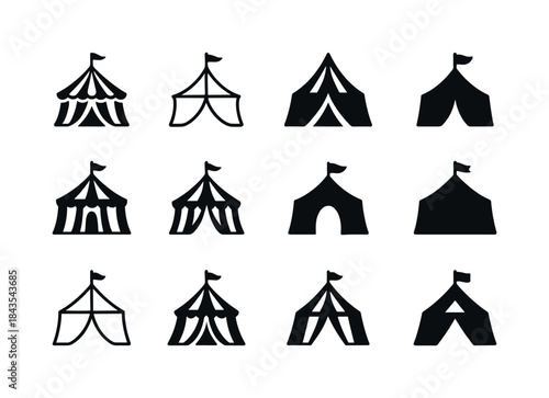 Circus Tent Logos. Circus tent. Icon set. Set Logo of circus ten