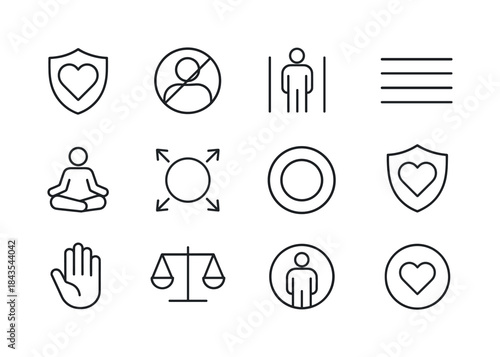 Emotional Boundary Icons. Healthy emotional boundaries. Line ico