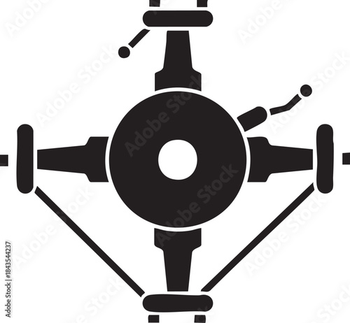 Helicopter Main Rotor Hub Silhouettes Vector Mechanical Part