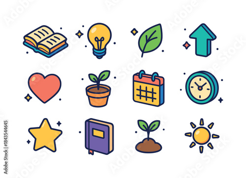 Colorful Personal Growth Icons. Personal growth. Colorful isomet