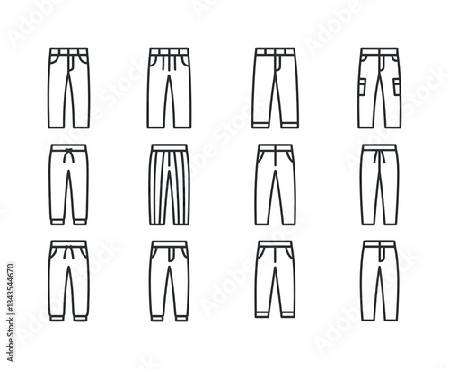 Casual Pants Icons. Casual Pants. Line icon set of Casual Pants: