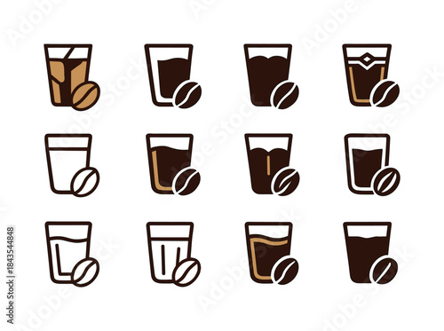 Cold Brew Icons. Cold brew coffee. Icon set. Set Logo of cold br