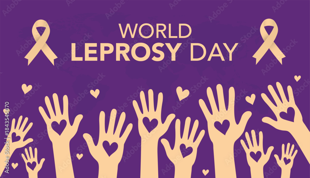 Fototapeta premium Vector illustration on the theme of World Leprosy Eradication or Hansen's disease day observed each year on last Sunday of January across the globe