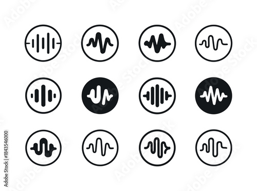 Radio Newsroom Logos. Newsroom for Radio. Icon set. Set Logo of