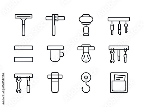 Magnetic Organizers Icons. Magnetic Holders. Line icon set of Ma