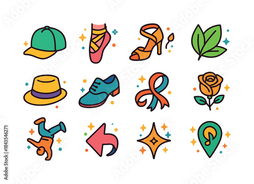 Dance Style Icons. Dance styles. Colorful isometric vector icons