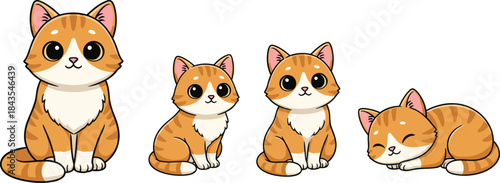 High-quality graphic design of young cats with detailed fur and expressive faces, perfect for children's books, animal themes, or pet-related merchandise.