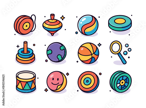 Colorful Circular Toys. Circular Toys. Colorful isometric vector