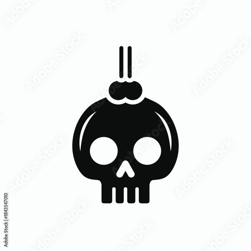 Hanging Skull Vector Icon in Black and White – Scalable Skull Graphic for Halloween and Horror Designs