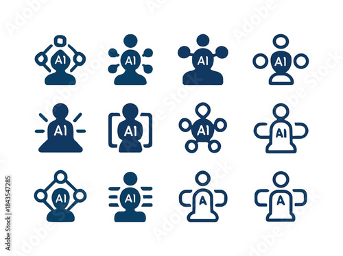 AI Partner Logos. AI productivity partners. Icon set. Set Logo o