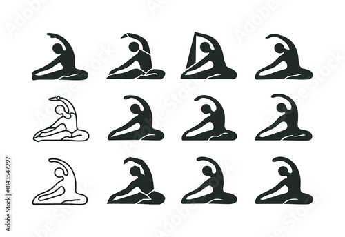 Dancer Icon Set. A dancer practicing modern dance moves in an op