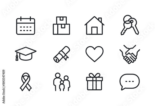 Life Transition Icons. Life transitions. Line icon set of Life t