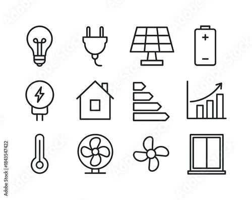 Energy Efficiency Icons. Energy efficiency. Line icon set of Ene