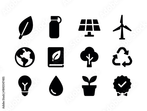 Sustainability Icon Set. Sustainability Learning. Solid icon set