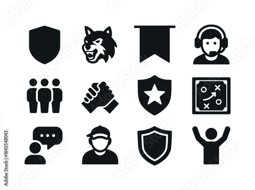 Gaming Teams Icon Set. gaming teams. Solid icon set of gaming te