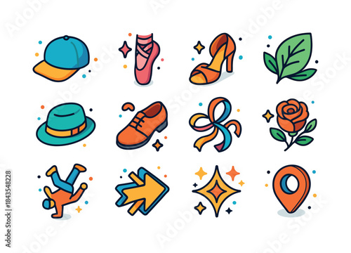 Dance Style Icons. Dance styles. Colorful isometric vector icons