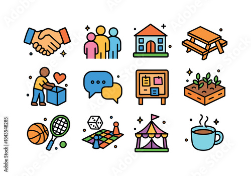 Community Interaction Icons. Community Building and Social Inter