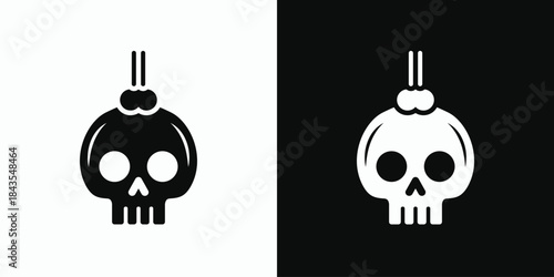 Hanging Skull Vector Icon – Stylized Skull Graphic in Black & White