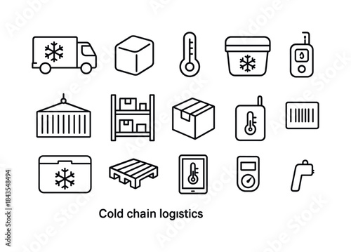 Cold Chain Icons. Cold chain logistics. Line icon set of Cold ch