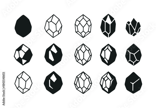 Diverse Mineral Logos. Mineral. Icon set. Set Logo of Mineral: r