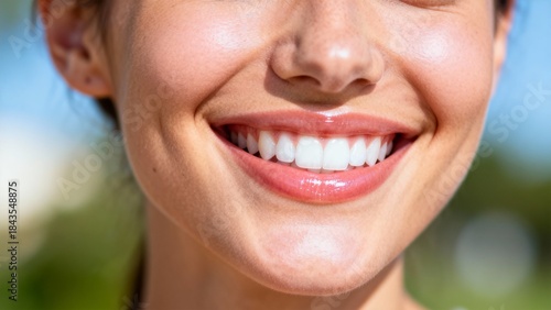 Bright Perfect Smile with Healthy White Teeth Close Up