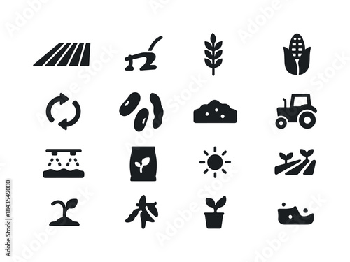 Crop Rotation Icons. Crop rotation. Solid icon set of crop rotat