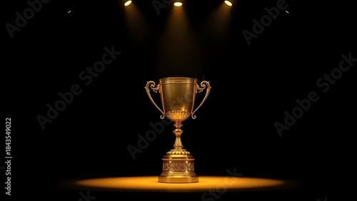 월계관 장식 가운데 시상식 크리스탈 트로피 사진 A picture of the crystal trophy of the award ceremony among the decorations of the laurel crown