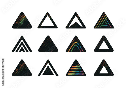 Rainbow Art Icons. Rainbow scratch art. Icon set. Set Logo of ra