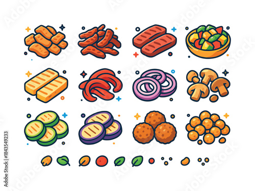 Grilled Pita Fillings. Grilled pita fillings. Colorful isometric