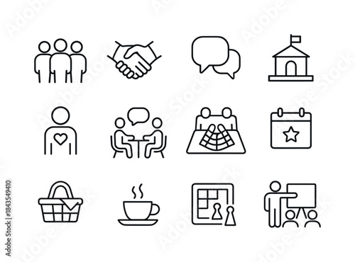 Community Interaction Icons. Community building and social inter