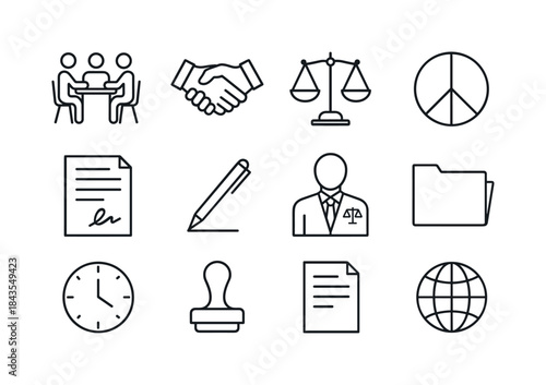 Dispute Resolution Icons. Dispute resolution. Line icon set of D