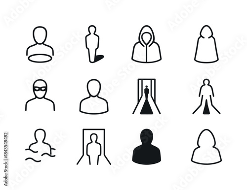 Silhouette Icon Set. Shadows and silhouettes. Line icon set of S