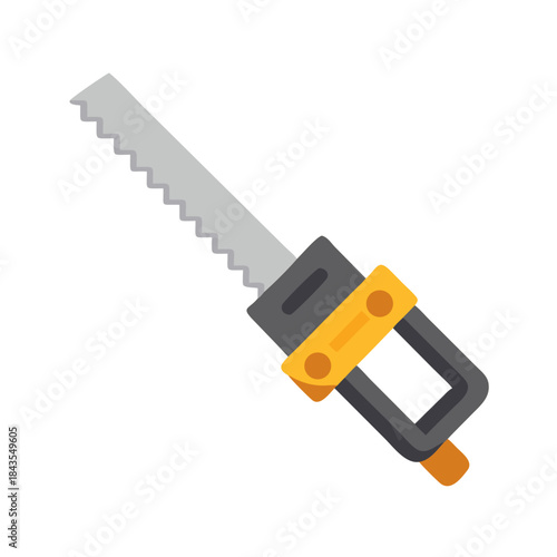 Hand saw in minimalist design on black background