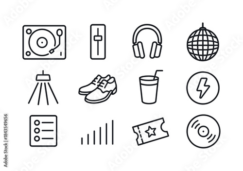 DJ Club Icons. DJ & Club Culture. Line icon set of DJ & Club Cul