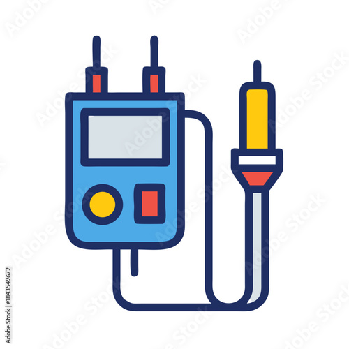 Illustration of soldering iron tool and monitor device concept