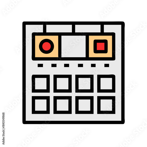 Minimalist sequencer interface with buttons and streamlined design