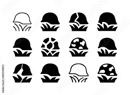 Camouflaged Soldiers Icons. Enemy soldiers hiding. Icon set. Set