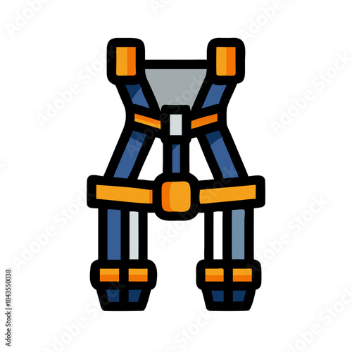 Isolated industrial safety harness illustration in flat design style