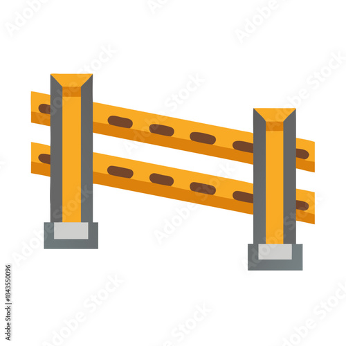 Cartoon wooden barrier for construction or road works