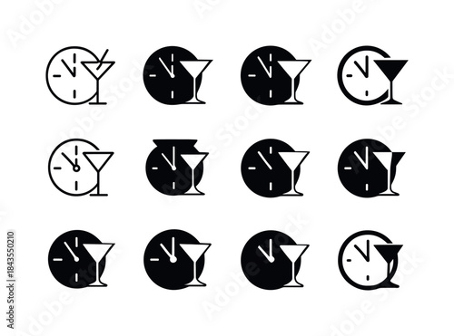 New Year Icons Grid. New Year