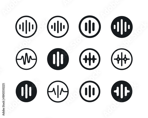 Radio Newsroom Logos. Newsroom for Radio. Icon set. Set Logo of
