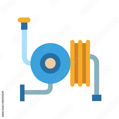 Flat design vector illustration of a garden hose reel