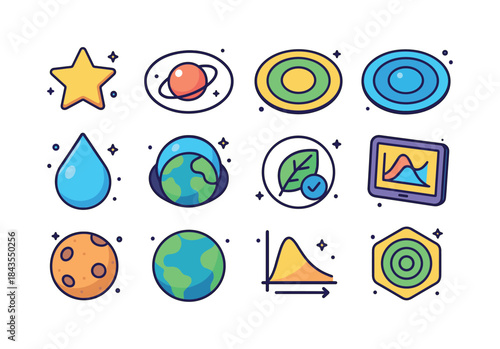 Colorful Habitable Zone Icons. habitable zone. Colorful isometri