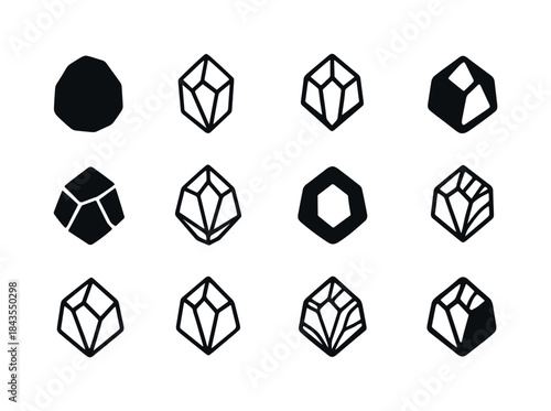 Diverse Mineral Logos. Mineral. Icon set. Set Logo of Mineral: r
